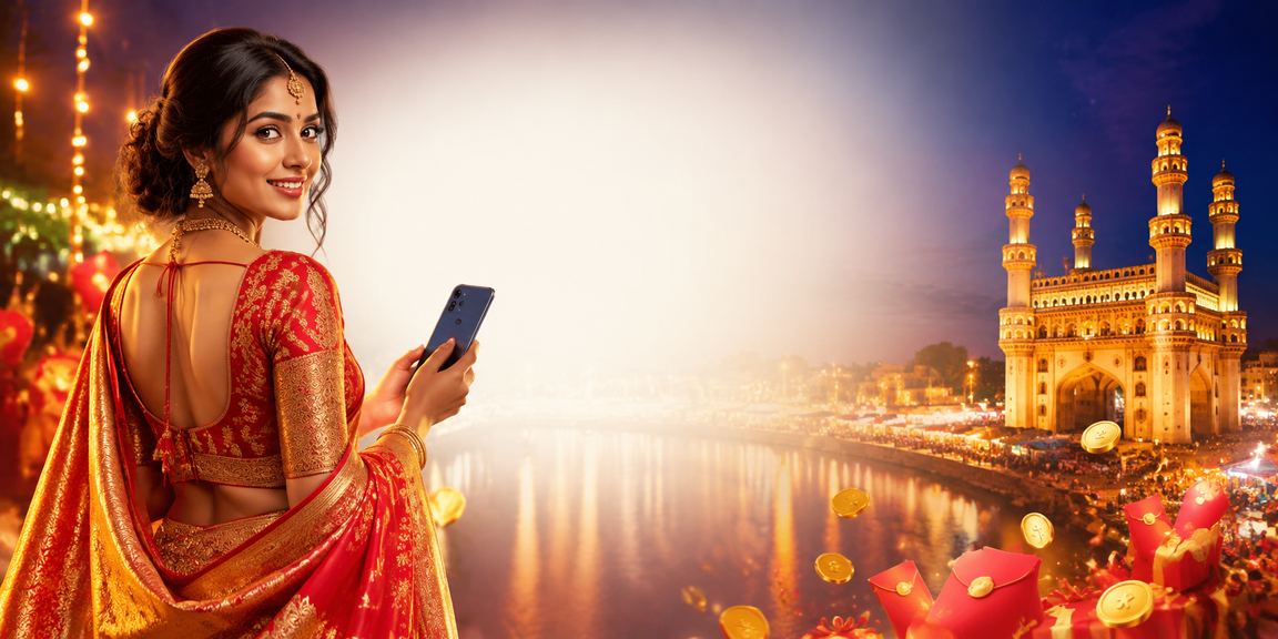 Indian festive celebration with red envelopes and saree in Hyderabad